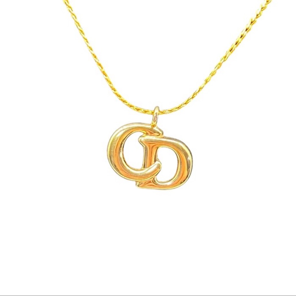 Christian Dior Gold plated Logo Necklace
